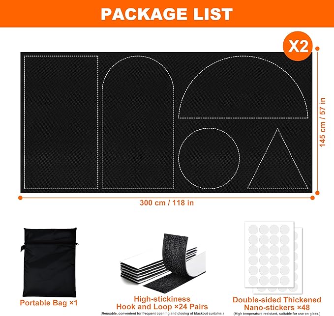 100% Blackout Curtains for Bedroom 2 Pack 118"x57" Portable Window Blinds Cover - Image 6