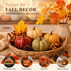 30Pcs Artificial Pumpkins Set, Assorted Fall Fake Pumpkins Acorns Pine Cones Berries Maple Leaves, Fall Decor for Halloween Thanksgiving Home Mantel Tabletop