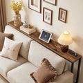 MAHANCRIS 70.9'' Console Table with Power Outlet, Narrow Sofa Table with Charging Station, Skinny Behind Couch Table for Entryway, Hallway, Foyer, Living Room, Rustic Brown CTHR18E01Z1