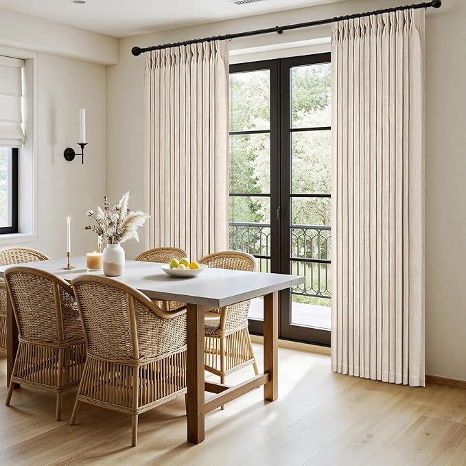 MIULEE Pinch Pleated Thick Linen Curtains 90 Inches Long 2 Panels - Image 3
