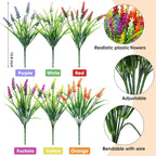 Ouddy Decor 24 Pcs Artificial Flowers for Outdoors Fake Lavender, Mixed