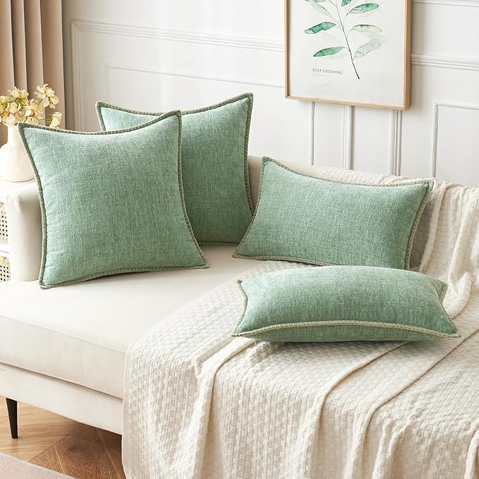 MIULEE Pack of 2 Couch Throw Pillow Covers 20x20 Inch Greyish Green Farmhouse - Image 5