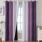 Estelar Textiler Purple and Greyish White Blackout Curtains 96 Inches Long by ESTELARTEXTILER