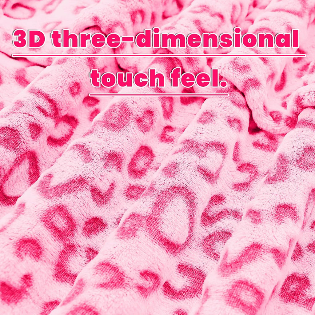 Warm Blanket Pink Soft Fleece Leopard Print Blanket for Women, Fuzzy Hot Pink Cheetah Print Throw Blankets for Bed Couch Sofa, Cozy Gifts for Women Mom Birthday Mothers Day 50x60 Inches