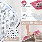 4 Pcs Pink Floral Leopard Shower Curtain Set