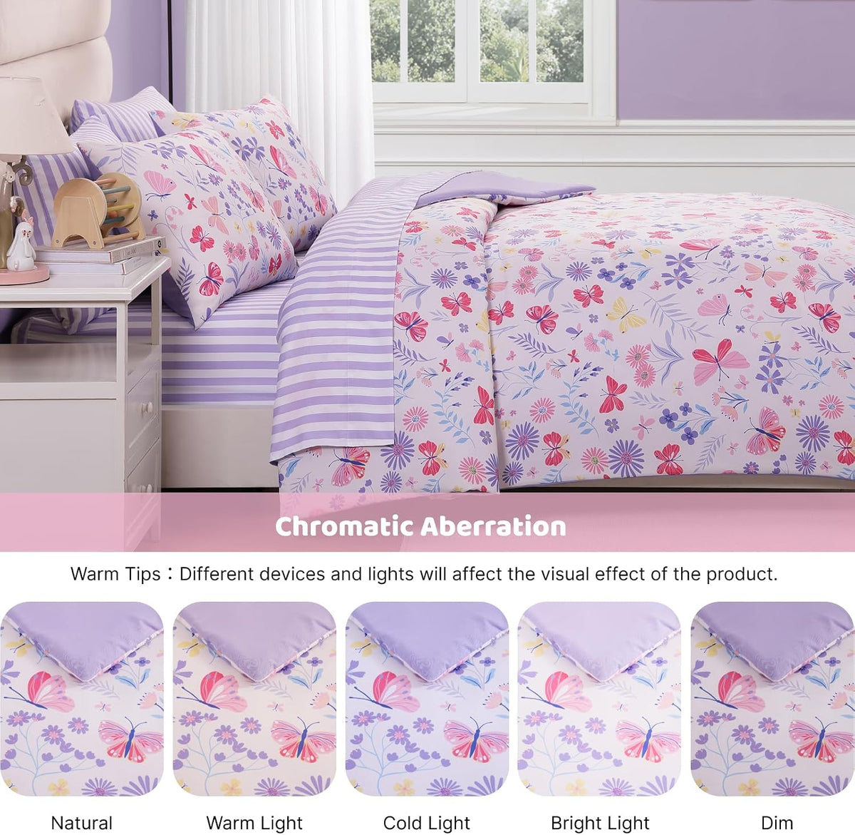Twin Comforter Set with Sheets for Girls-5 Pieces Twin Bedding Sets Printed