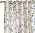 Lazzzy Farmhouse Linen Curtains Blue Floral Curtains 96 Inch Long Back Tab by Lazzzy