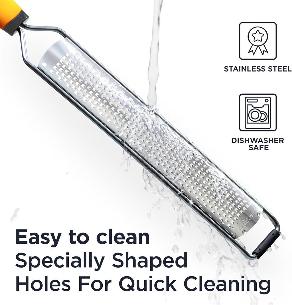 Deiss PRO Lemon Zester & Heavy Duty Grater - Parmesan, Garlic, Nutmeg, Chocolate, Fruits, Vegetables, Ginger & Cheese Shredder