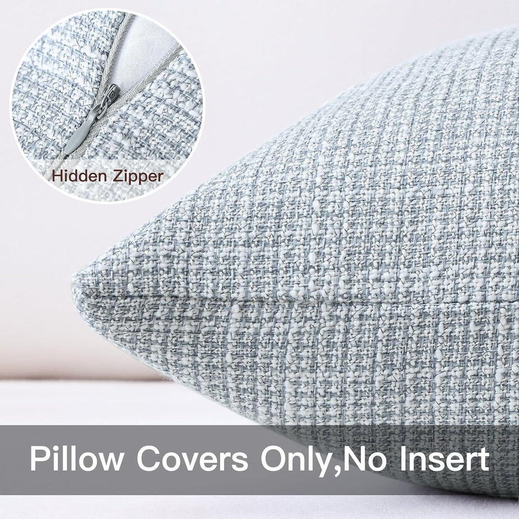 Artscope Outdoor Waterproof Throw Pillow Covers 18x18 Inch Decorative Linen Outdoor Pillows Cushion Case for Patio Couch Sofa - Blue Grey