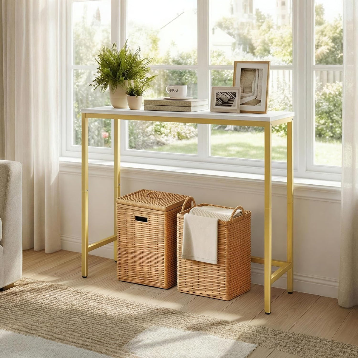 HOOBRO Narrow Console Table, 29.5" Small Entryway Table