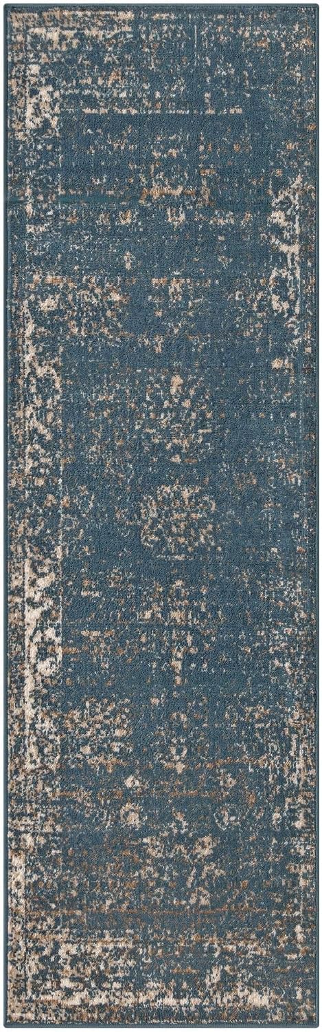 Unique Loom Sofia Collection Area Rug - Casino (2' x 6' 7" Runner, Blue/ Ivory)