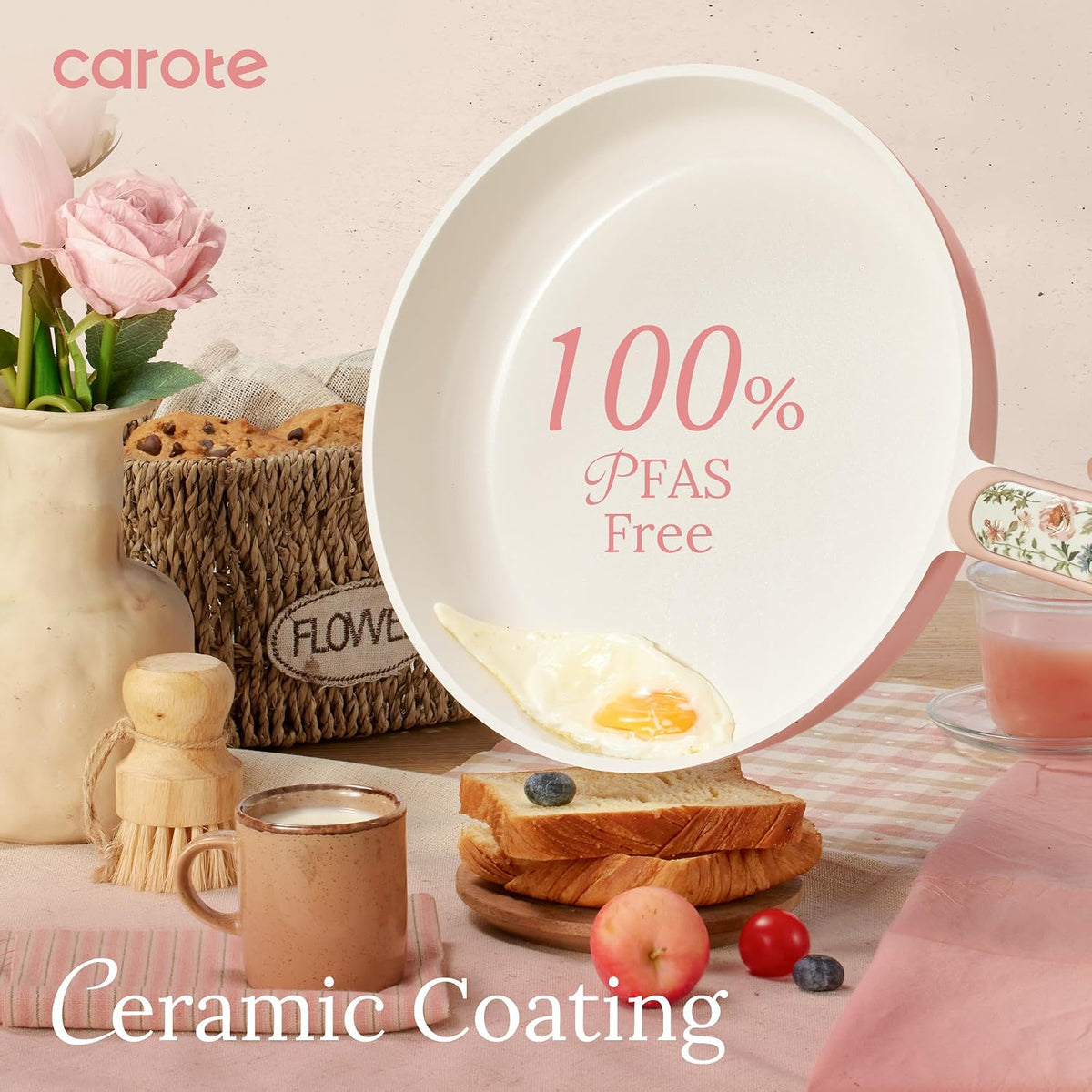 CAROTE 37pcs Ceramic Cookware Set, Nonstick Pots and Pans Set