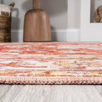 JONATHAN Y Machine Washable Orange/Cream Indoor Area Rug 4X6 ft, ASA Ornate Medallion for Living Room, Bedroom, Kitchen, Office, Easy-Cleaning, High Traffic, Pet-Friendly, Non-Shedding (WSH108A-4)