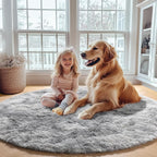 ONASAR Tie-Dyed Light Grey Round Area Rugs 6ft, Ultra Soft Bedroom Circle Rug - Image 7