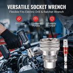 Joyzan Multi-function Universal Socket Wrench Tool, 3/8" Drive Ratchet