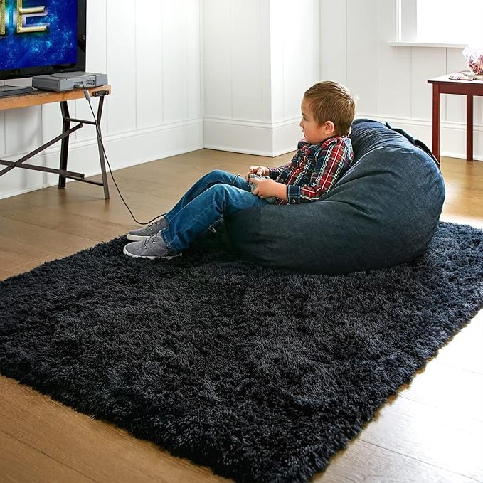 Ophanie Black Area Rugs for Bedroom Living Room, 4x6 Fluffy Fuzzy Shag Shaggy - Image 8