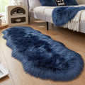 AMTOVO Faux Sheepskin Rug, Dark Blue Ultra Soft Fluffy Shag Area Rug, 2 x 6 ft by AMTOVO