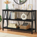 Entryway Console Table, 3 Tier Entry Table with Open Shelves, Black, 47 IN