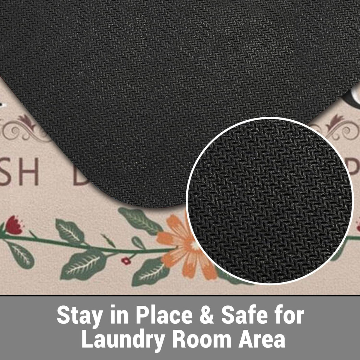 Non Slip Laundry Room Rug, Vintage Washable Runner, 20 x 48 Inch