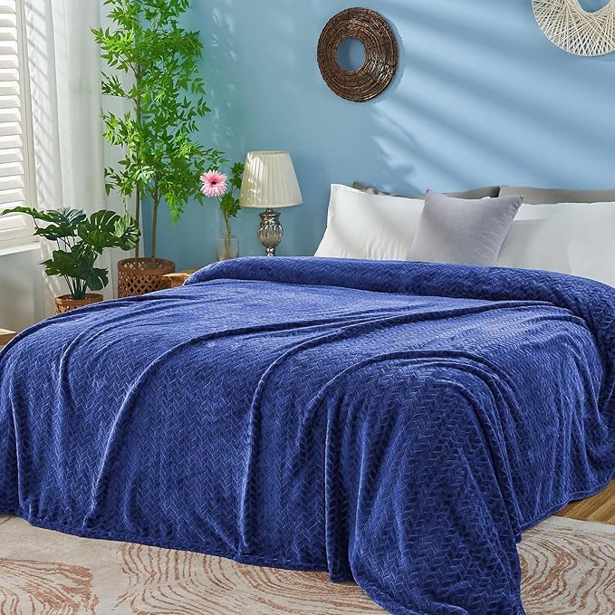 inhand Navy Fleece Queen Blanket by inhand