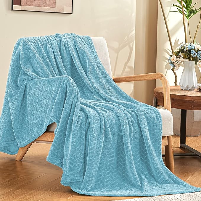 inhand Blue Throw Blanket, Super Soft Flannel Cozy Blankets & Throw by inhand