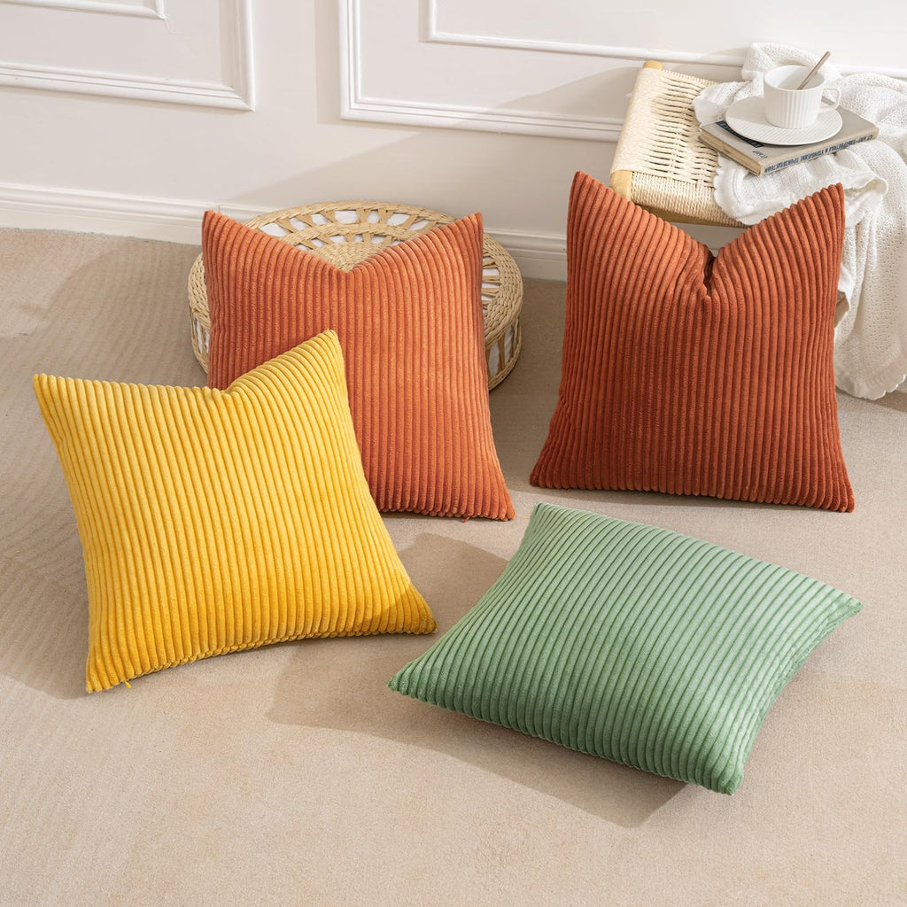 MIULEE Fall Decorative Throw Pillow Covers Yellow Rust Green 18x18