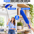 Bendable Microfiber Duster with Extension Pole, Up to 100-Inch Reach