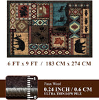 YIHOUSE Rustic Cabin Area Rug 6x9, Machine Washable Lodge Bear Rug, Non-Slip - Image 2