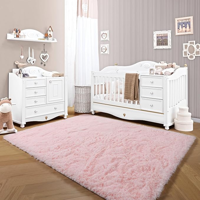 ONASAR Pink Area Rugs for Living Room Girls Bedroom, 5x8 Fluffy Bedside Throw - Image 8