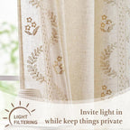 jinchan Belrose Linen Floral Kitchen Curtains 24 inch Length Embroidered - Image 7