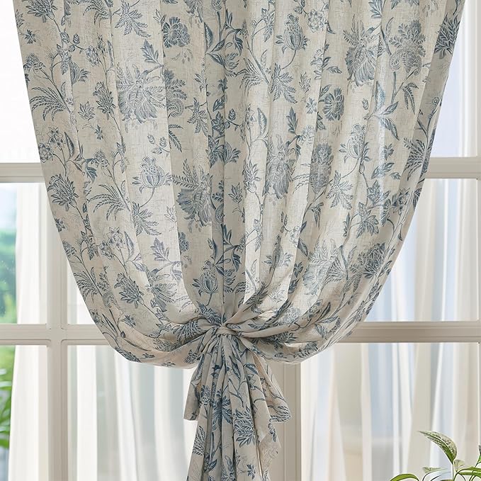 jinchan Linen Floral Curtains for Living Room - Image 6