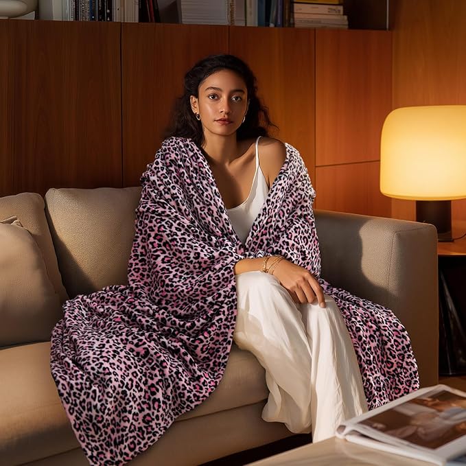 BEDELITE Pink Leopard Blanket Twin– Soft & Cozy Cheetah Blanket - Image 3