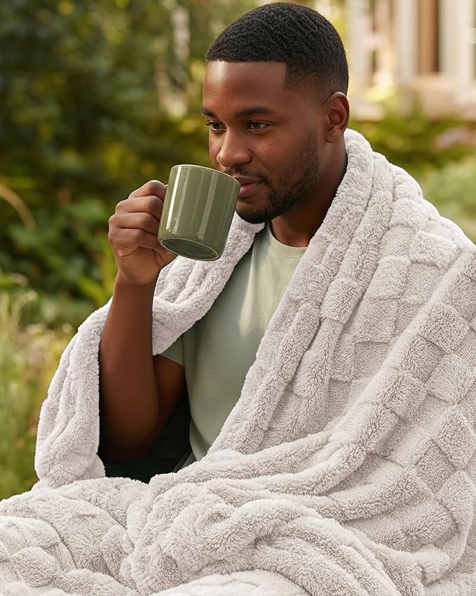Utopia Bedding Linen Checkered Fleece Throw Blanket - Image 9