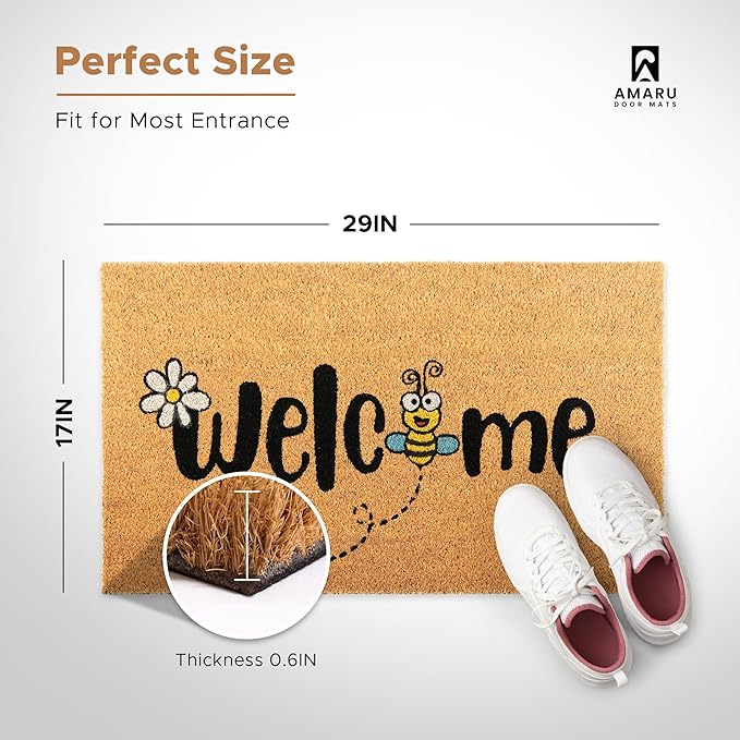 Bee - 17"x29" - Coir Door Mat - Welcome Mats - Image 2