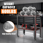TORACK Rolling Metal Workbench, 32x20.5 in Work Table with Perforated Top