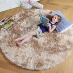 Amdrebio Tie-Dyed Beige Tan Round Circle Area Rug 5Ft - Image 8