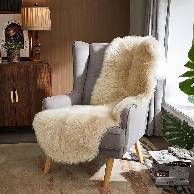 AMTOVO Faux Sheepskin Rug, 2 x 6 ft Faux Fur Rug - Image 5