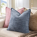 decorUhome Chenille Decorative Throw Pillow Covers 20x20 Set of 2, Pink