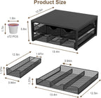 Coffee Pod Holder For Counter, 3 Pull-Out 72 K Cup Holder Drawer, Wooden Cafe Pods Storage Organizer with Sliding Drawers for Coffee Station, Home, Kitchen, Office, Dorm (Black)
