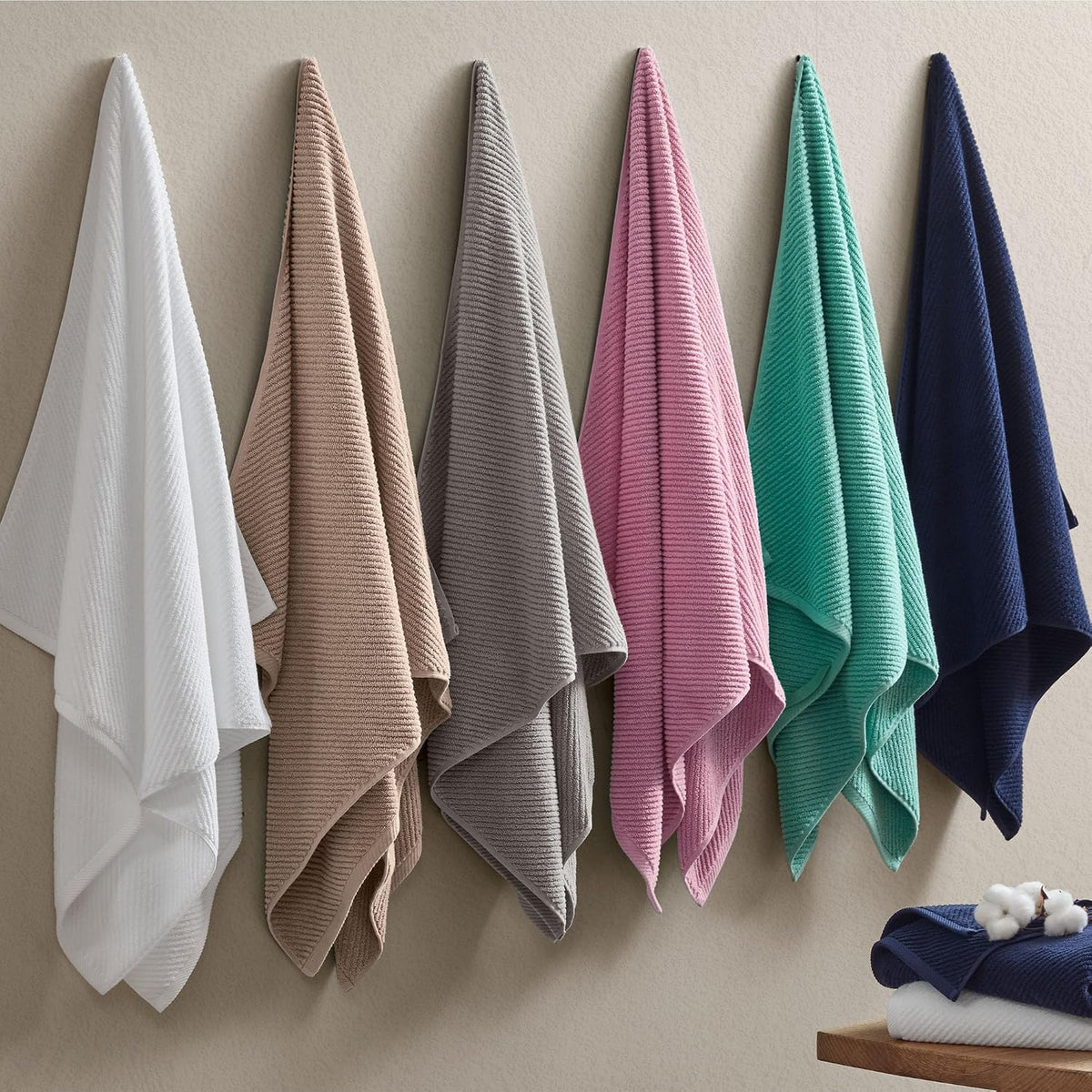 Madison Park 100% Zero Twist Cotton 4 Piece Bathroom Bath Towels, Grey