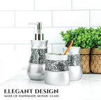 Creative Scents Crackled Glass 6 Pc. Silver Resin Bathroom Accessories Set