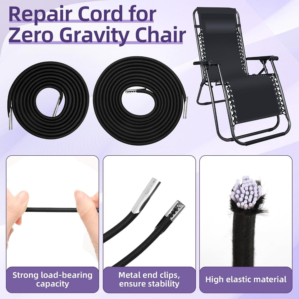 12 Pack Replacement Cord for Zero Gravity Chair, Black