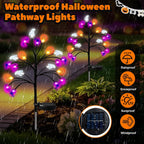 Solar Halloween Lights, 2 Pack IP65 20 LED 8 Modes Auto On/Off, 3D Ghosts Bats Spiders Pumpkins, Cool White Glow, Auto On/Off Sensor, IP65 Rated — Garden, Yard, Patio, Porch, Party Decor