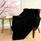HIMEET Black Ribbed Throw Blanket - Image 2