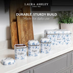 Laura Ashley China Rose Coffee Tea Sugar Container Set - Storage Canisters