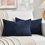 Fancy Homi 2 Packs Navy Blue Lumbar Decorative Throw Pillow Covers 16x26 Inch by Fancy+Homi