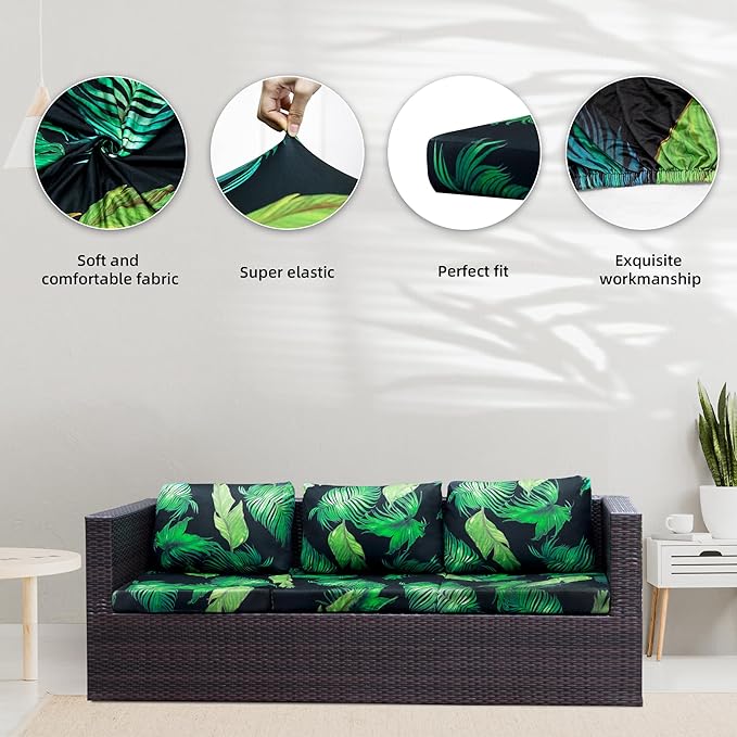 8Pcs Stretch Patio Cushion Covers, Outdoor Couch Covers Replacement, Outdoor - Image 3