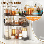 Bathroom Counter Organizer 3-Tier Corner Organizer with Hooks