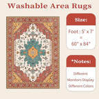 SERISSA Boho Area Rug 5x7 Orange, Washable Large Rugs - Image 6