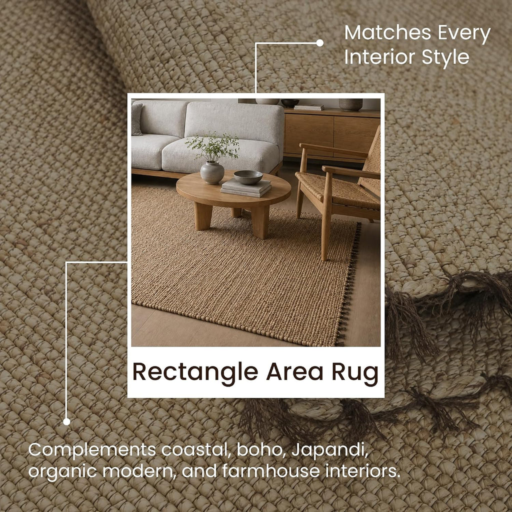 Water Hyacinth Rectangle Handwoven Area Rug, 4 x 6 ft